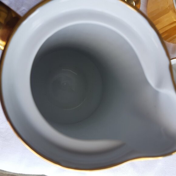 Royal Worcester 1960s Gold Tea & Coffee Pot Set w/6 teacups, English Porcelain - Picture 14 of 15